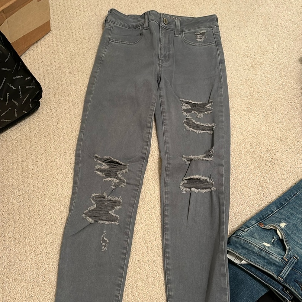 american eagle grey high rise jegging jeans